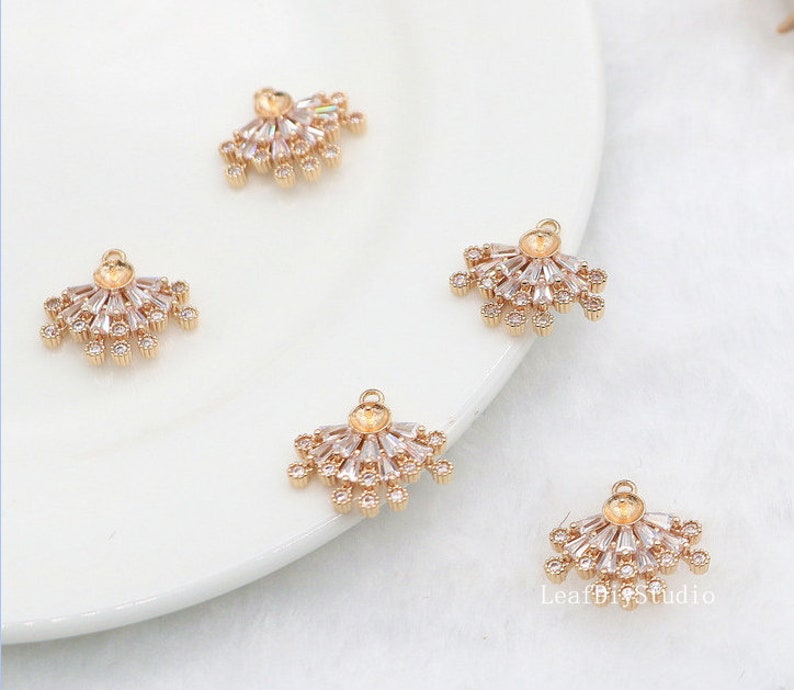 10pcs CZ Pave Crown Charm, 14x16mm Crown Zircon Pendant , Jewelry Making, Material Craft Supplies