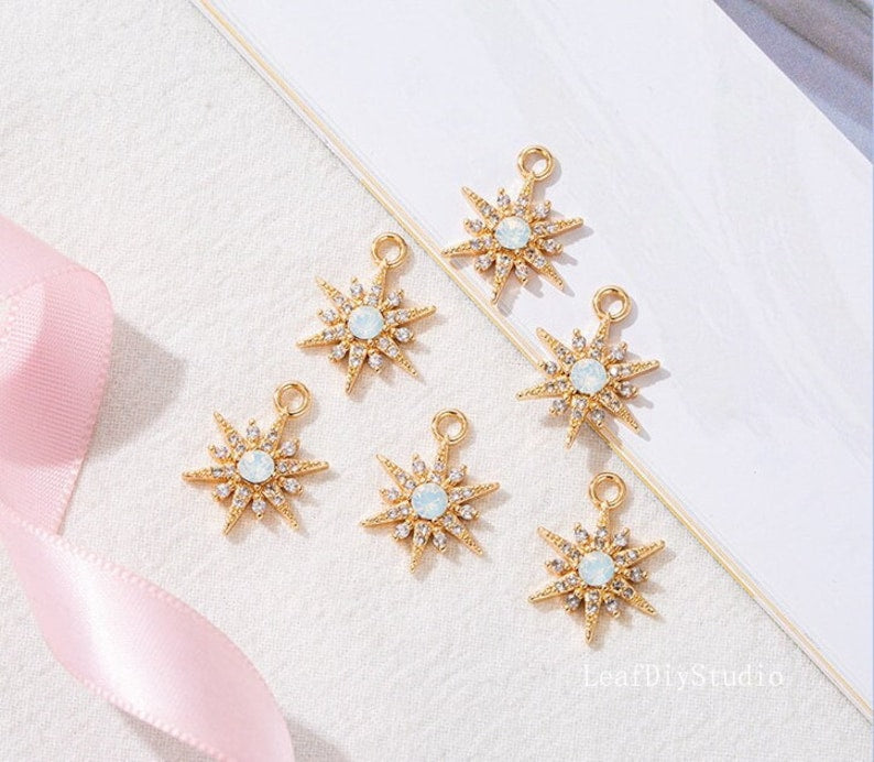 10pcs CZ Pave star Charm, 14x19mm Star Zircon Pendant , Jewelry Making, Star Zircon Material Craft Supplies