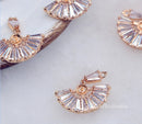 10pcs CZ Pave fan Charm, 20x22mm Zircon fan Pendant , Jewelry Making, Zircon fan Material Craft Supplies