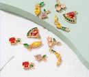 10pcs CZ Pave Cherry Charm, Zircon cantaloupe Pendant watermelon, grape, banana, apple, pineapple, peach