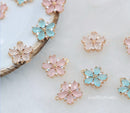 10pcs CZ Pave Five petal flower Charm, 11.5mm Zircon Pink, blue, white flowers Pendant , Jewelry Making, Zircon Material Craft Supplies