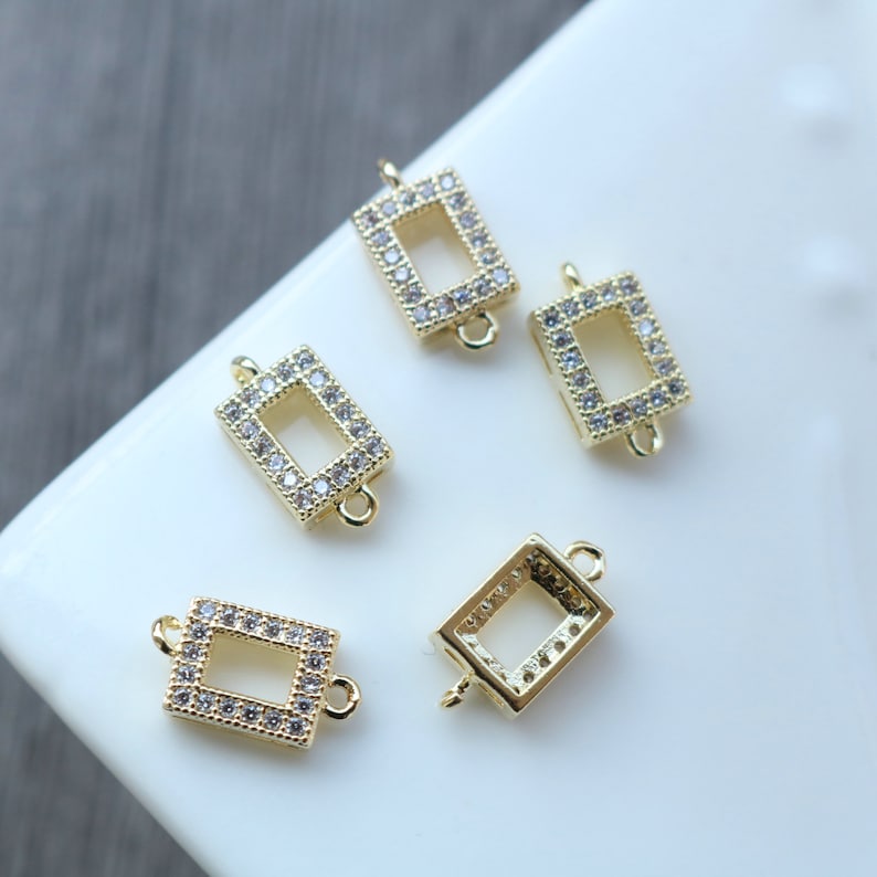 10pcs CZ Pave geometric shape Connector, round, oval, water drop, marquise, heart, square, rectangle, rhombus, 5 sides charm Zircon Pendant