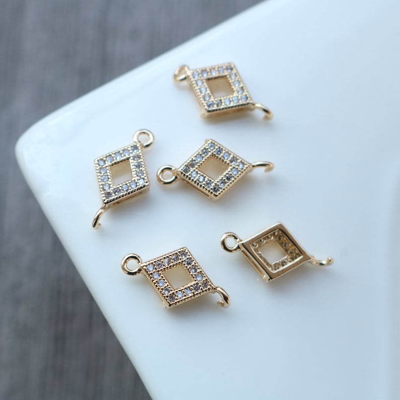 10pcs CZ Pave geometric shape Connector, round, oval, water drop, marquise, heart, square, rectangle, rhombus, 5 sides charm Zircon Pendant