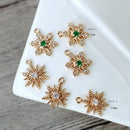 10pcs Snowflake CZ Pave Charm, flowers zircon Charm Pendant 13mm/ 15mm ,crystal Pave Charm, wholesale prices, High Quality