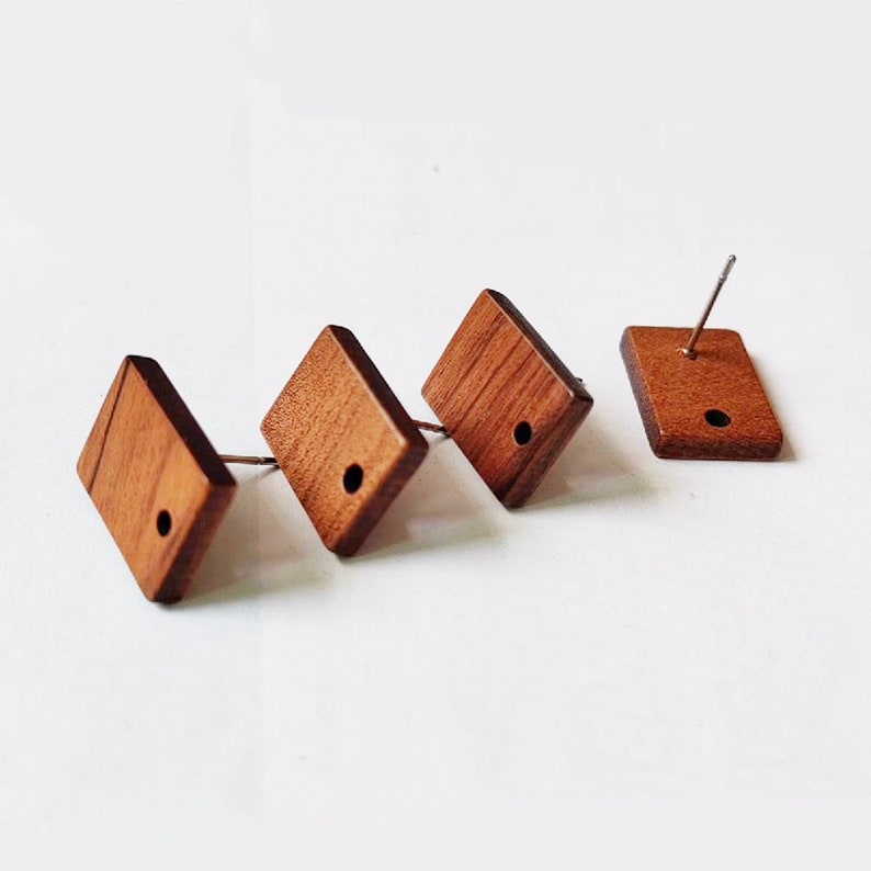 10pcs Rectangle Wood Earrings, Ear Wire, Earrings Post, Wood Earrings Studs,Diy Jewelry Accessories Craft Supplies