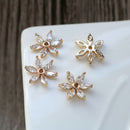 10pcs six petal flower CZ Pave Charm, flowers zircon Charm Pendant 13mm/ 15mm ,crystal Pave Charm, wholesale prices, High Quality