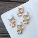 10pcs Cartoon cute cat Glass Charm Pendant, CZ Pave Charm, Zircon ball Pendant, Jewelry Making, Material Craft Supplies