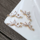 10pcs CZ Pave Leaves Pendant Charm, 12x24mm Leaves Zircon Connector, Leaves Clear Gemstone Charm, Jewelry Making, Material Craft Supplies