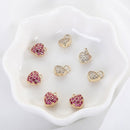 10pcs Zircon love Pendant Charm, red Heart shaped CZ Pave Charm, Jewelry Making,Material Craft Supplies