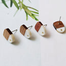 10pcs Fan-shaped Wood Earrings, Earrings Post, Trapezoid Wood Earrings Studs,Diy Jewelry Accessories Craft Supplies