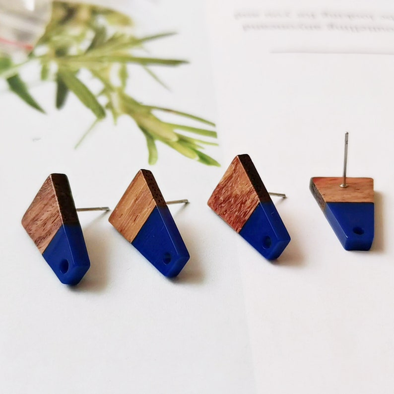 10pcs Trapezoid Wood Earrings, Ear Wire, Earrings Post, Bar Wood Earrings Studs,Diy Jewelry Accessories Craft Supplies