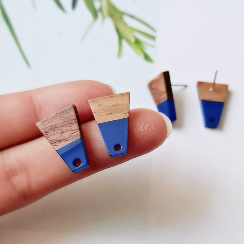 10pcs Trapezoid Wood Earrings, Ear Wire, Earrings Post, Bar Wood Earrings Studs,Diy Jewelry Accessories Craft Supplies