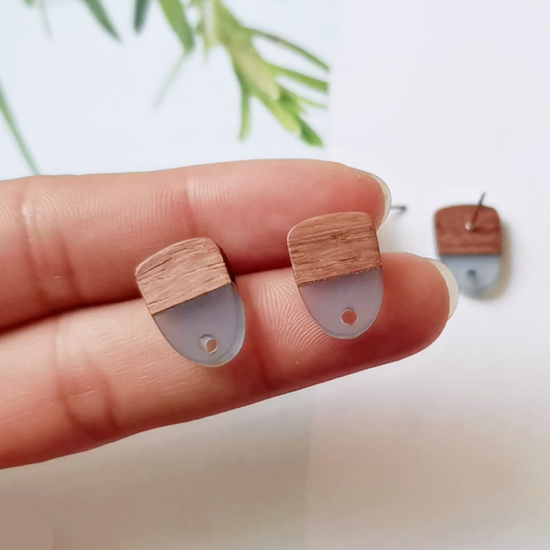 10pcs Fan-shaped Wood Earrings, Earrings Post, Trapezoid Wood Earrings Studs,Diy Jewelry Accessories Craft Supplies