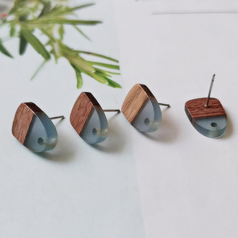 10pcs Fan-shaped Wood Earrings, Earrings Post, Trapezoid Wood Earrings Studs,Diy Jewelry Accessories Craft Supplies