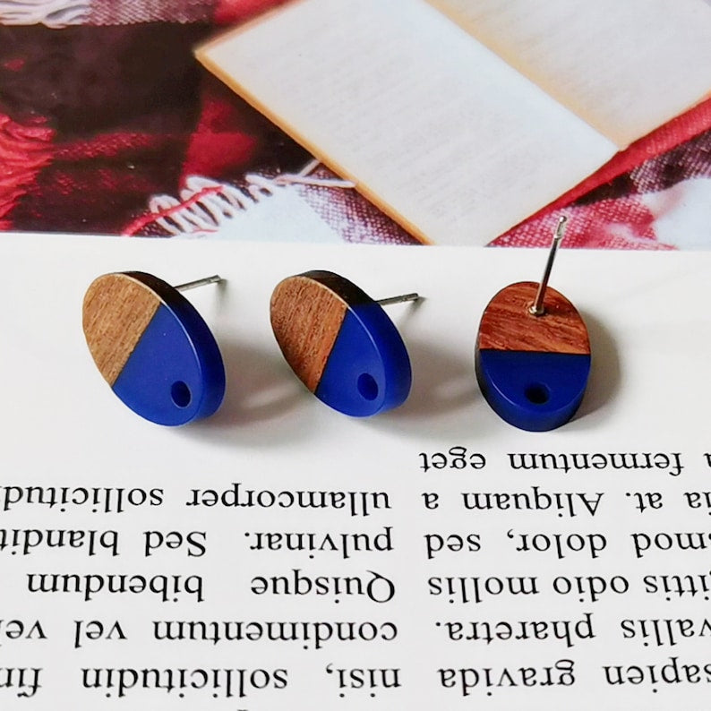 10pcs Oval Wood Earrings, Earrings Post, Oval Earrings Studs,Diy Jewelry Accessories Craft Supplies