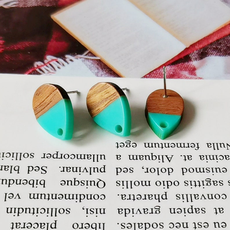 10pcs Wood Earrings, Earrings Post, Teardrop Wood Earrings Studs,Diy Jewelry Accessories Craft Supplies