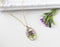 Pressed Natural Purple Flower With Butterfly Oval Shape Resin Necklace Mother's Day Gift