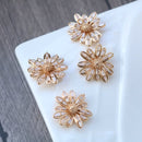 10pcs Daisy Flower CZ Pave Pendant Charm, sunflower zircon Charm Pendant, Diy Glass crystal Pave Charm, Jewelry Making Supplies