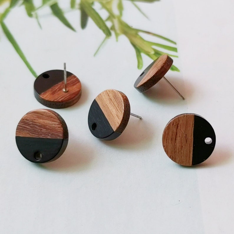 10pcs Round Wood Earrings, Ear Wire, Earrings Post,14mm Wood Earrings Studs,Diy Jewelry Accessories Craft Supplies