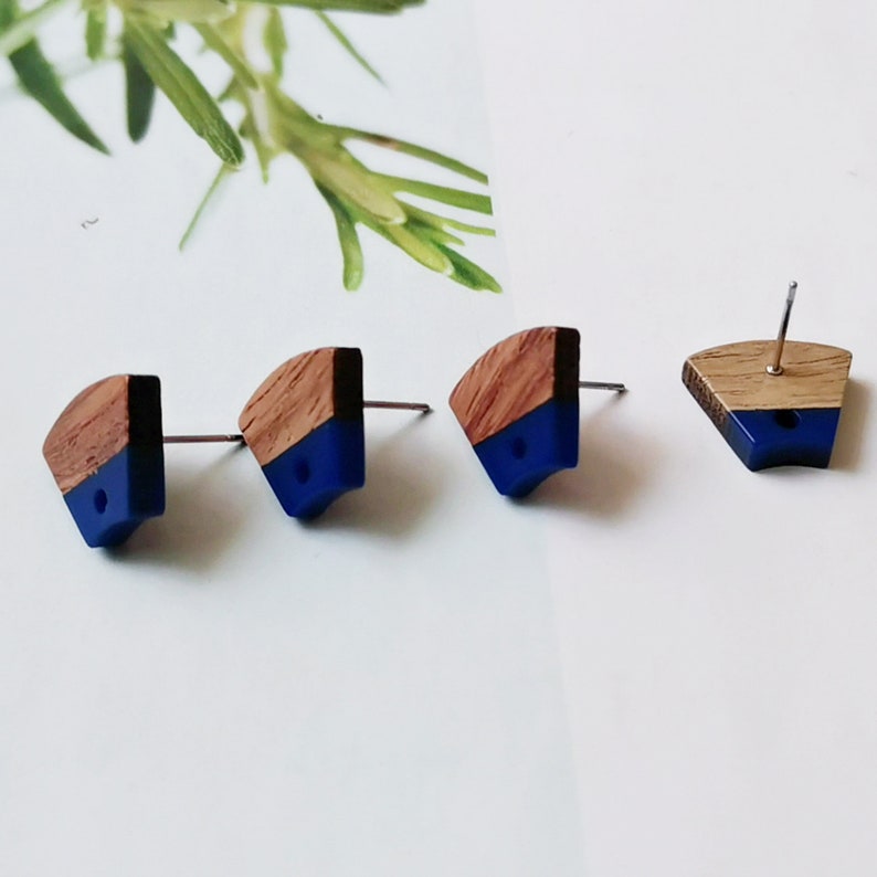 10pcs Fan-shaped Wood Earrings, Earrings Post, Trapezoid Wood Earrings Studs,Diy Jewelry Accessories Craft Supplies