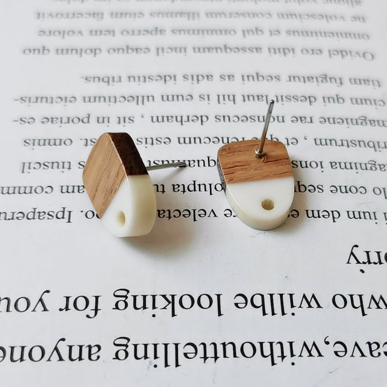 10pcs Fan-shaped Wood Earrings, Earrings Post, Trapezoid Wood Earrings Studs,Diy Jewelry Accessories Craft Supplies