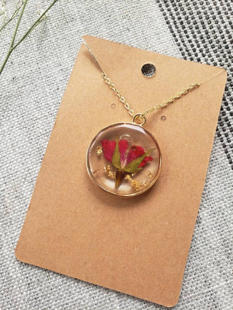 Rose Necklace, Handmade Flower Jewelry, Mother's Day, Gift for Her, Flower Lover Gift, Unique Gifts for girlfriend, Minimalist Necklace