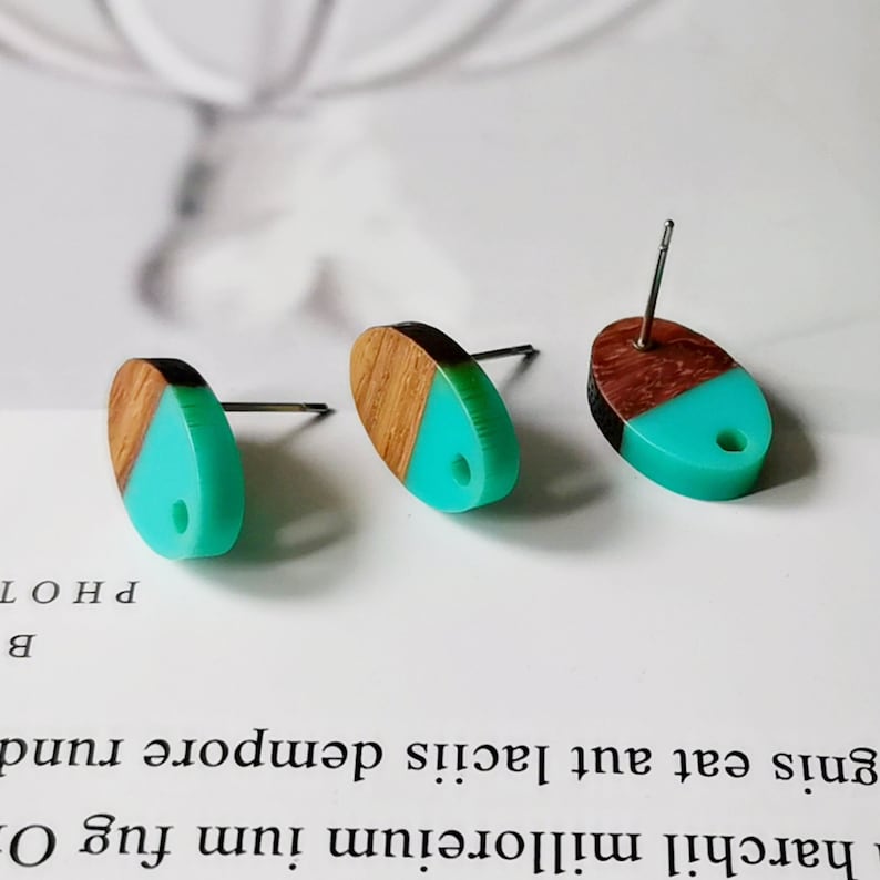 10pcs Oval Wood Earrings, Earrings Post, Oval Earrings Studs,Diy Jewelry Accessories Craft Supplies