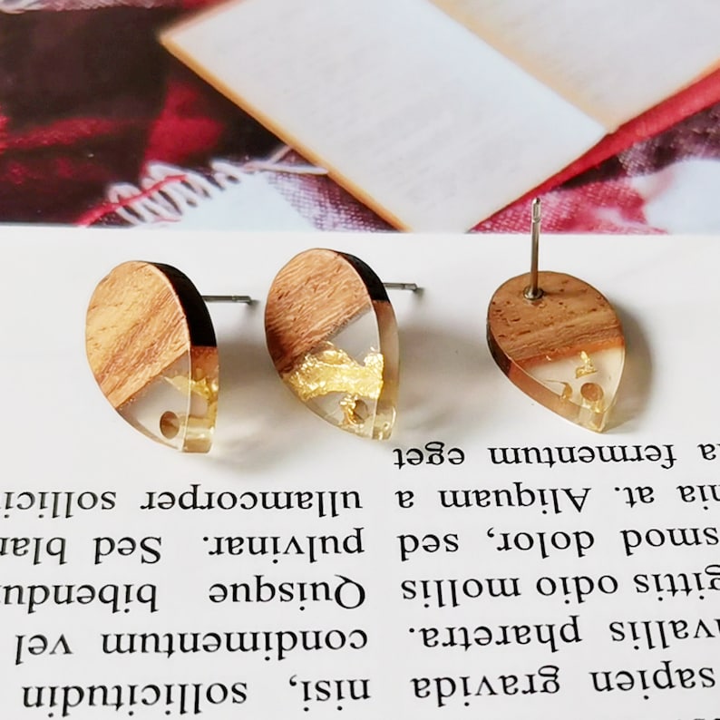 10pcs Wood Earrings, Earrings Post, Teardrop Wood Earrings Studs,Diy Jewelry Accessories Craft Supplies