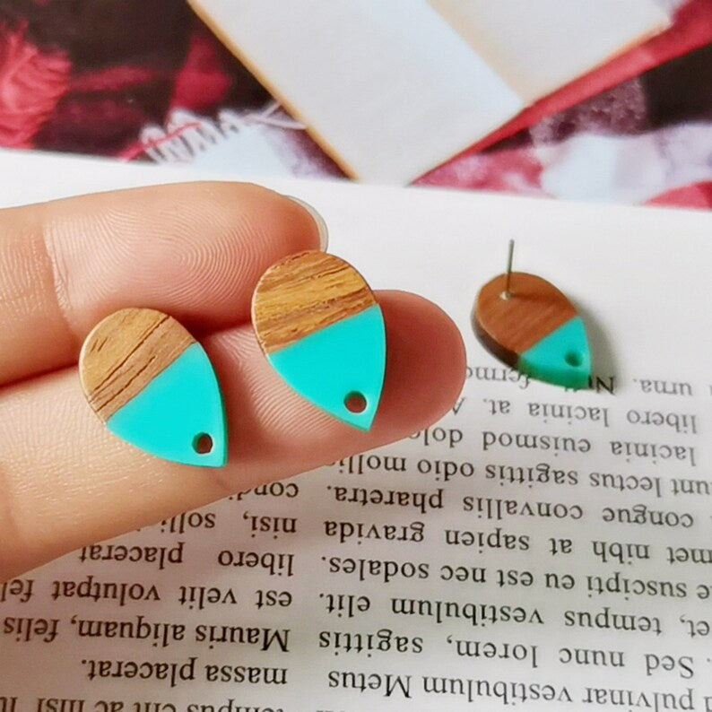 10pcs Wood Earrings, Earrings Post, Teardrop Wood Earrings Studs,Diy Jewelry Accessories Craft Supplies