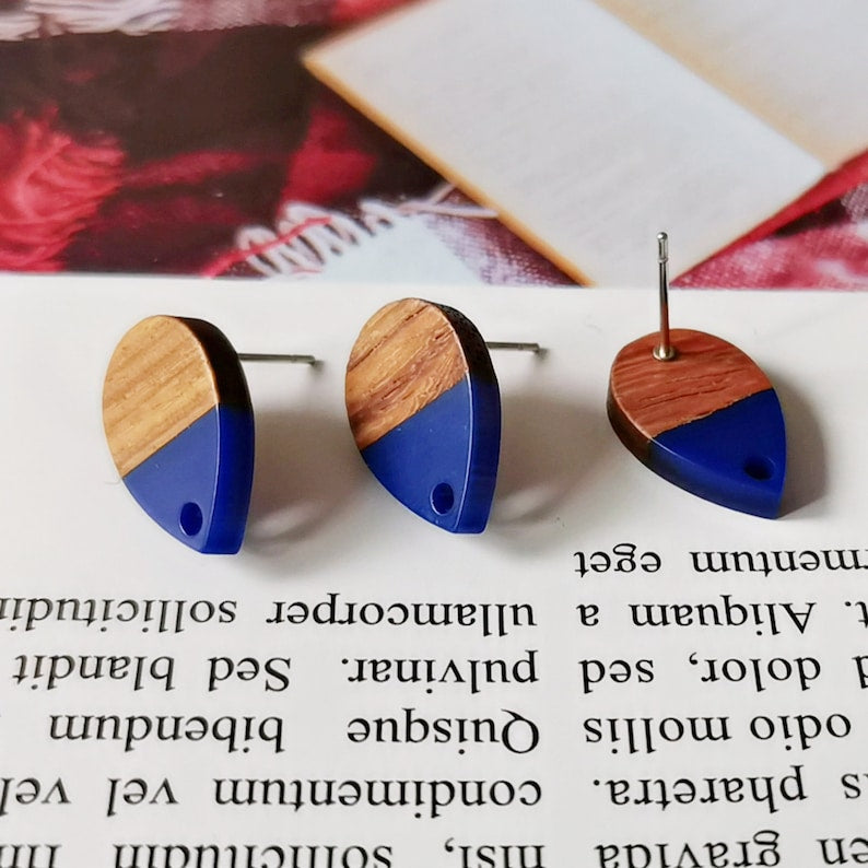 10pcs Wood Earrings, Earrings Post, Teardrop Wood Earrings Studs,Diy Jewelry Accessories Craft Supplies