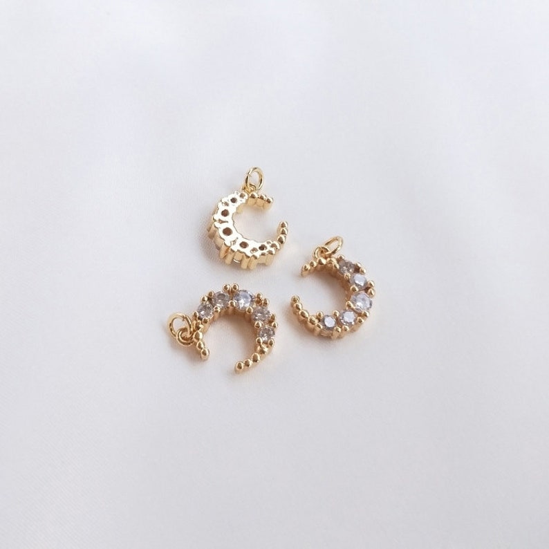 10pcs moon Zircon Pendant Charm, crescent moon CZ Pave Connector Pendant, Earrings, necklaces, bracelets, handmade semi-finished materials