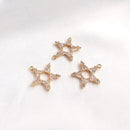 4pcs Pentagram, hexagram, starfish CZ Pave Charm, pendant Zircon Charm CZ Pave Pendant Charm, DIY earrings necklace pendant Jewelry Making