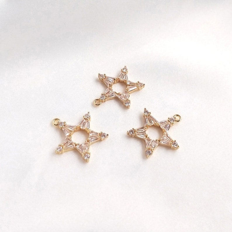 4pcs Pentagram, hexagram, starfish CZ Pave Charm, pendant Zircon Charm CZ Pave Pendant Charm, DIY earrings necklace pendant Jewelry Making