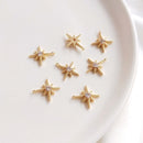 10pcs six-pointed star cz pave charm, Eight-pointed star crystal pendant, Inlaid lucky compass DIY Jewelry Making