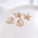 4pcs Heart cz pave charm, Star pendant, DIY Jewelry Making