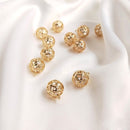 4pcs hollow flower ball 8mm 10mm cz pave charm pendant, ball pendant, DIY Jewelry Making