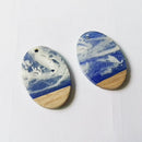 4pcs Epoxy Resin Pendants, Semi Translucent White Resin Findings, Wood and Resin Pendant, Color Blocked, Oval Charm