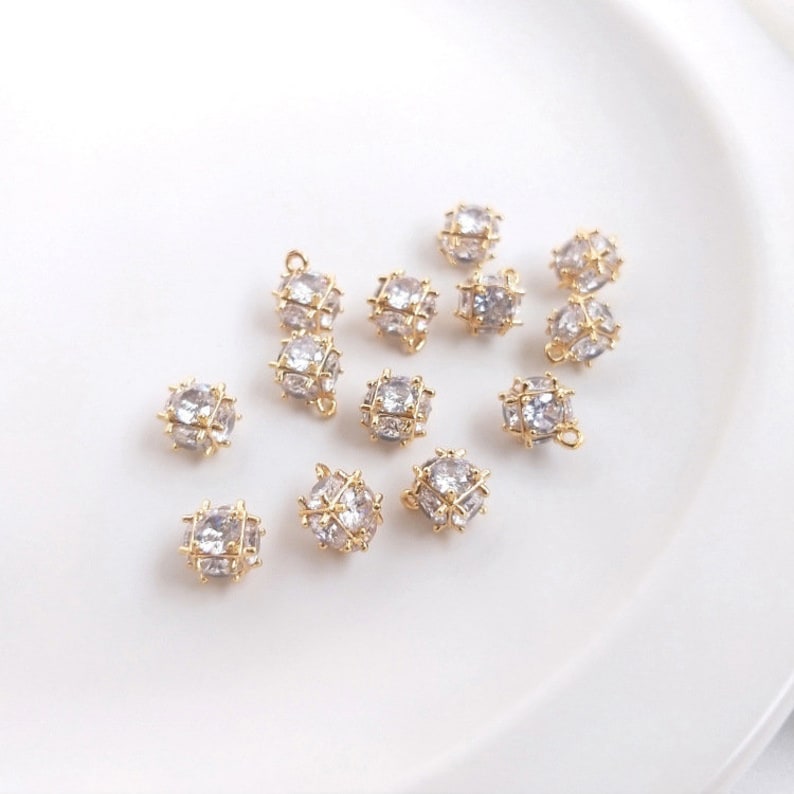 10pcs cz pave charm pendant, Zircon pendant, gold plated, real gold zircon pendant, diy handmade jewelry bracelet pendant