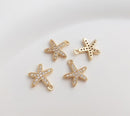 10pcs starfish CZ Pave Charm Pendant, starfish Zircon Pendant, starfish Jewelry Making, Zircon Material Craft Supplies