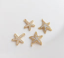 10pcs starfish CZ Pave Charm Pendant, starfish Zircon Pendant, starfish Jewelry Making, Zircon Material Craft Supplies