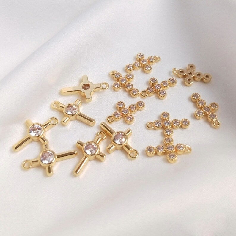 10pcs cross CZ Pave Charm Pendant , cross Zircon Connector Pendant, cros Jewelry Making, Zircon Material Craft Supplies