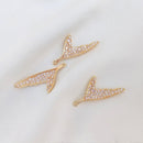 4pcs Mermaid Tail CZ Pave Charm Pendant , Tail Zircon Connector Pendant, Tail Jewelry Making, Zircon Material Craft Supplies