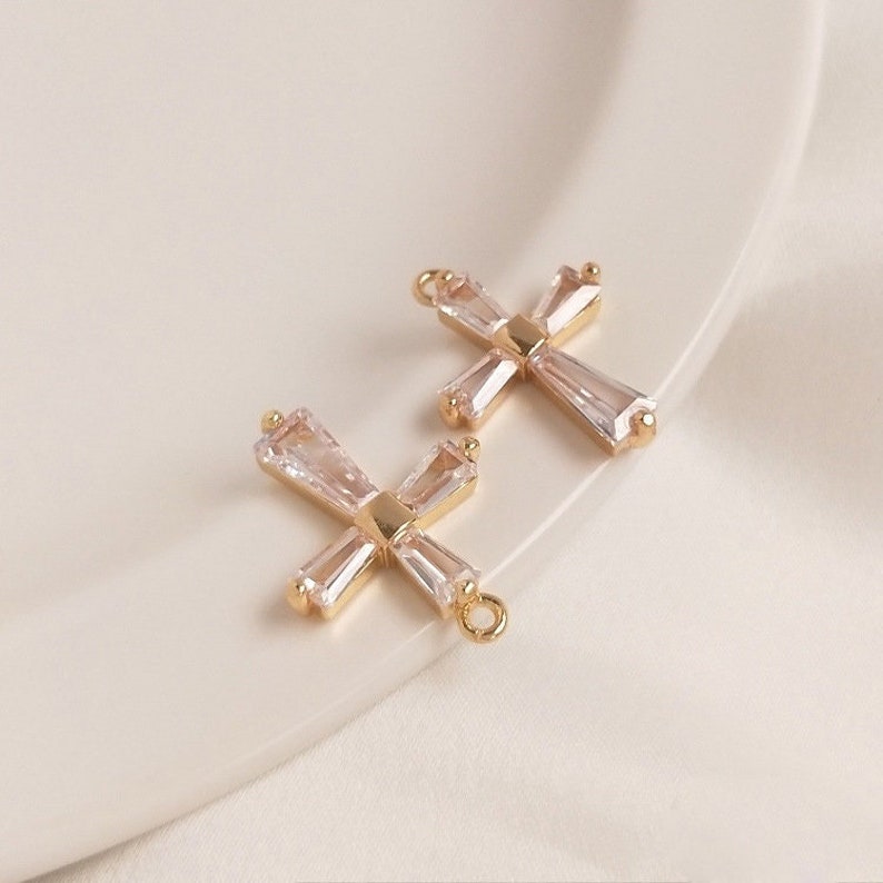 2pcs CZ Pave cross Charm Pendant, 19x14.5mm Zircon cross Pendant, Jewelry Making, Zircon cross Material Craft Supplies