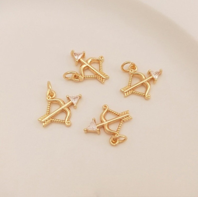 10pcs arrow CZ Pave Pendant, archery Zircon Flower Pendant, Jewelry Making, Zircon Material Craft Supplies