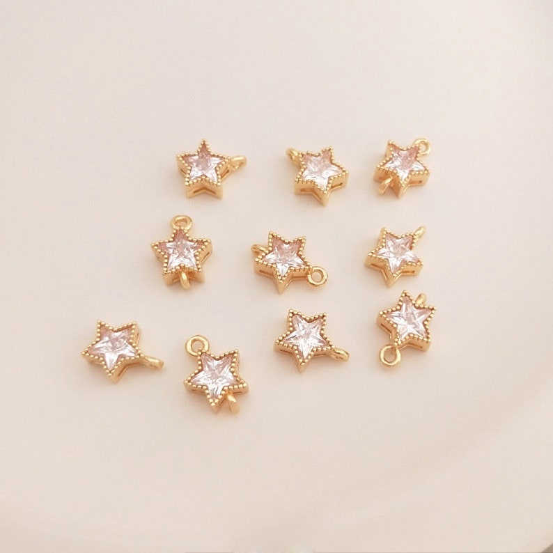 10pcs Star Glass Zircon Pendant Charm, Star CZ Pave Connector Pendant, Earrings, necklaces, bracelets, handmade semi-finished materials