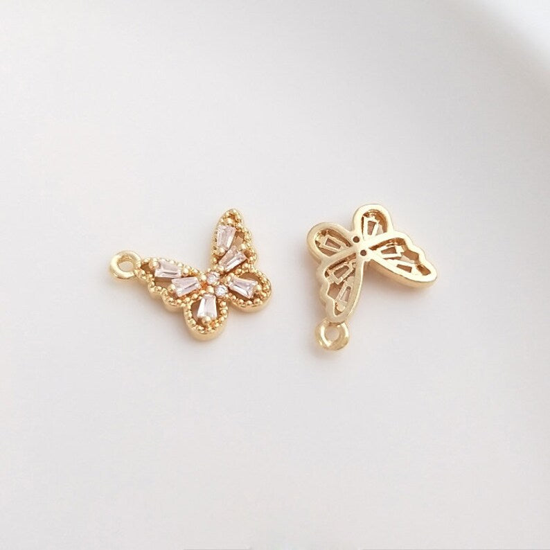 10pcs butterfly Zircon Pendant Charm, dragonfly CZ Pave Connector Pendant, DIY Finding Jewelry