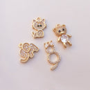 10pcs cute bear, baby elephant Zircon Pendant Charm, cat CZ Pave Connector Pendant, heart DIY Finding Jewelry