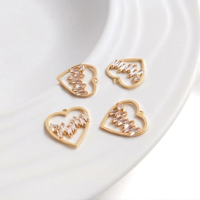 4pcs Heart cz pave charm, Star pendant, DIY Jewelry Making