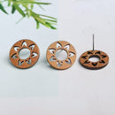 10pcs Flower Shape Wood Earrings, Ear Wire, Earrings Post, Bar Wood Earrings Studs,Diy Jewelry Accessories Craft Supplies