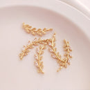 10pcs small leaves cz pave Leaves pendant charm, brass gold plated necklace pendant, pave charm